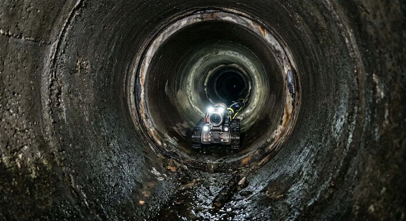 Robotic sewer camera inspecting pipe interior for Drain Snake Service in Laughlin
